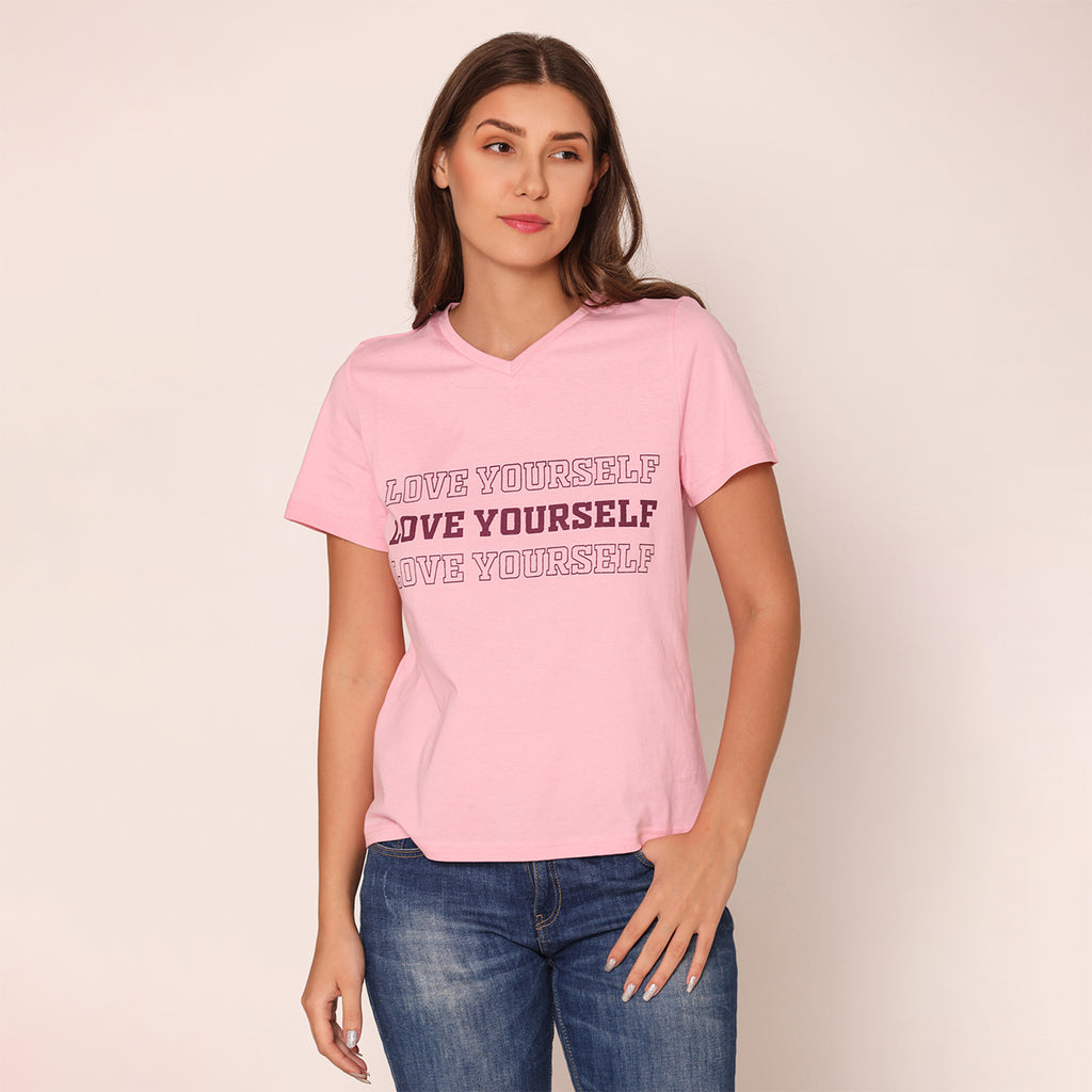 Women Minimalist Typography T-shirt- Love Yourself