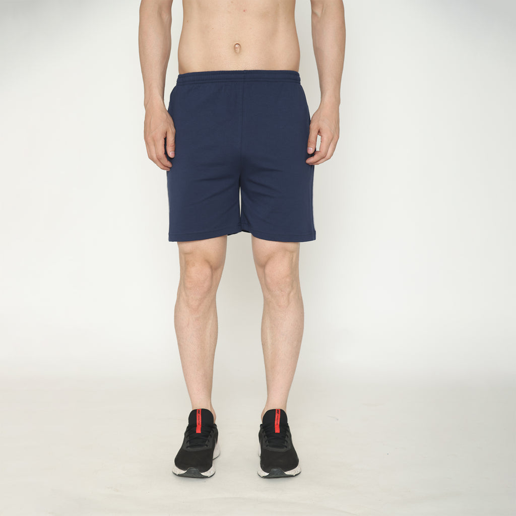 Men's Solid Knitted Shorts - Navy