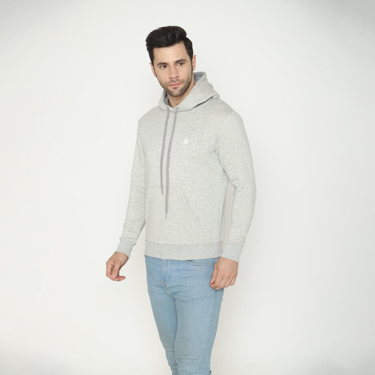 Men Modal Blend Hoodie Light Grey main image 1