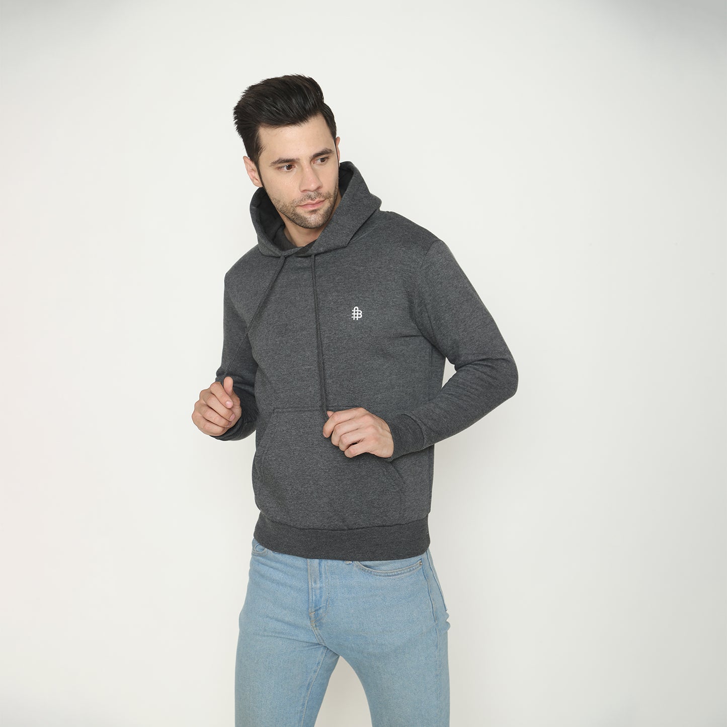 Men's Solid Hoodie Sweatshirt - Anthara Mill