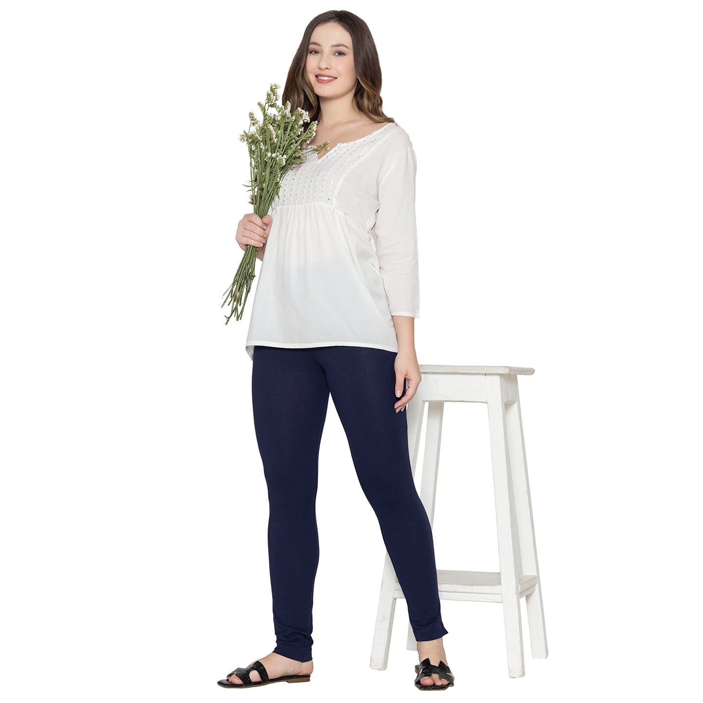 Women Soft Cotton Kurti Pant - Navy