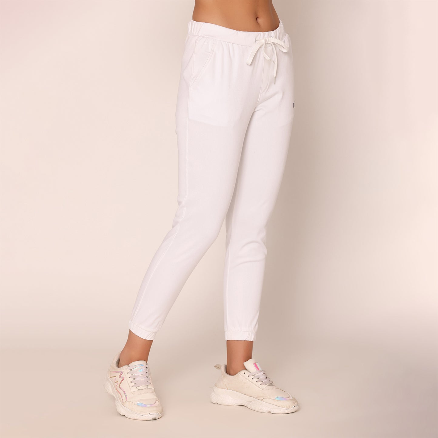 Slim Fit Joggers For Women - White