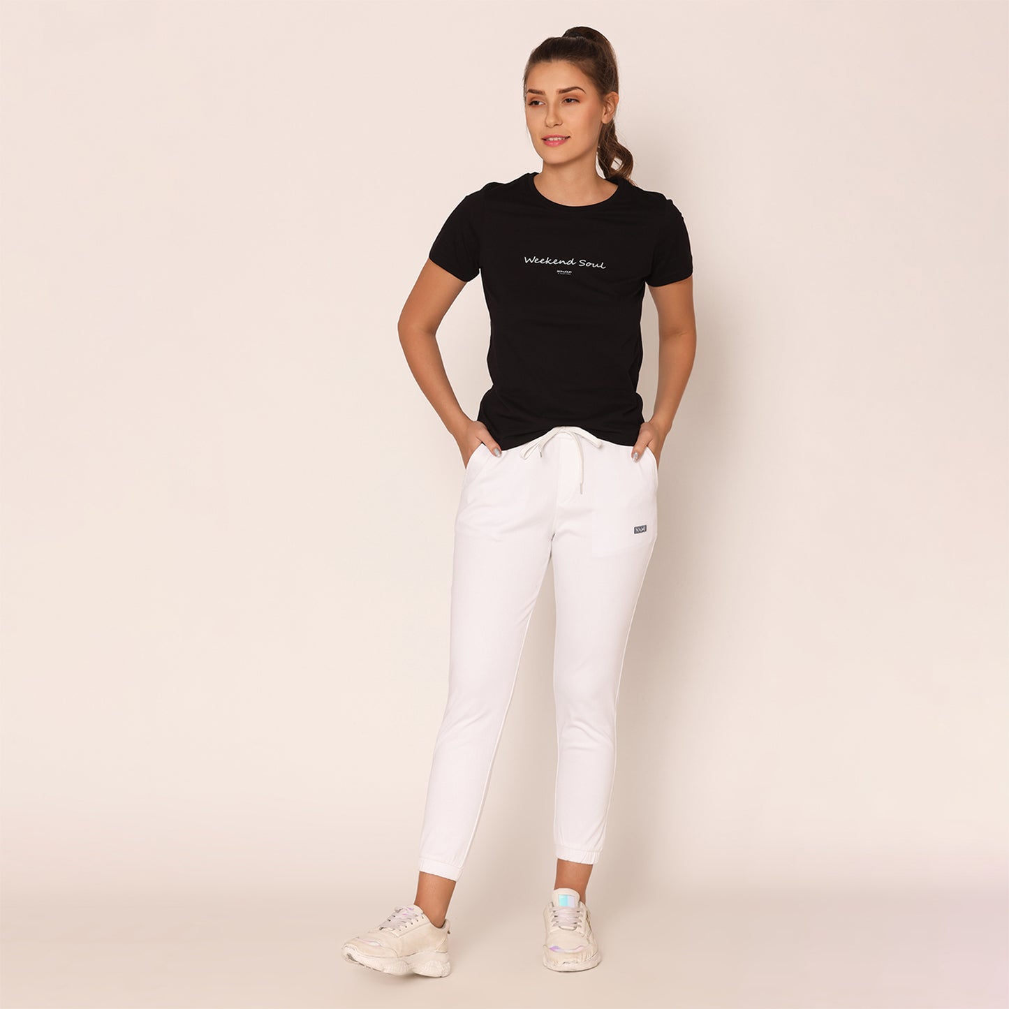 Slim Fit Joggers For Women - White
