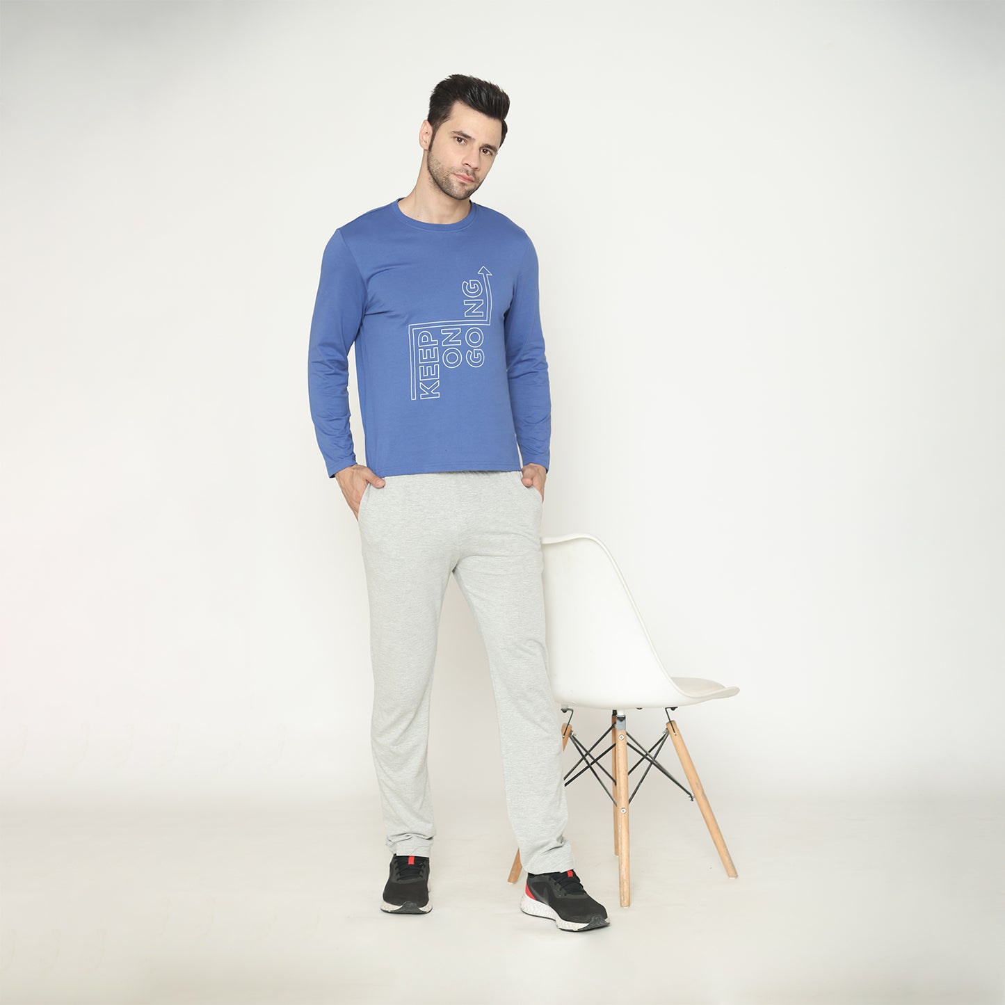 Men's Cotton Solid Loungewear - Dutch Blue