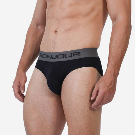 Men's Black Cotton Comfort Briefs - Soft Breathable Everyday Innerwear (Pack of 1)