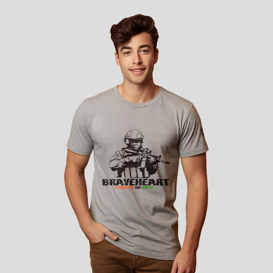 Bontact BRAVEHEART Round-Neck Half Sleeve T-Shirt (Lt.Grey Mel)