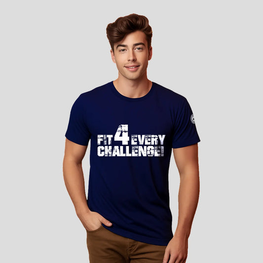 Bontact FIT 4 EVERY CHALLENGE Round-Neck Half Sleeve T-Shirt (Navy)