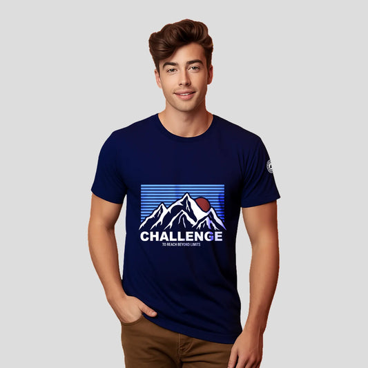 Bontact CHALLENGE Round-Neck Half Sleeve T-Shirt (Navy)