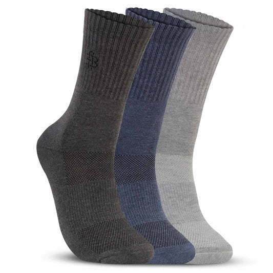 Men Bamboo Formal Socks, Crew Style Cushioned Base