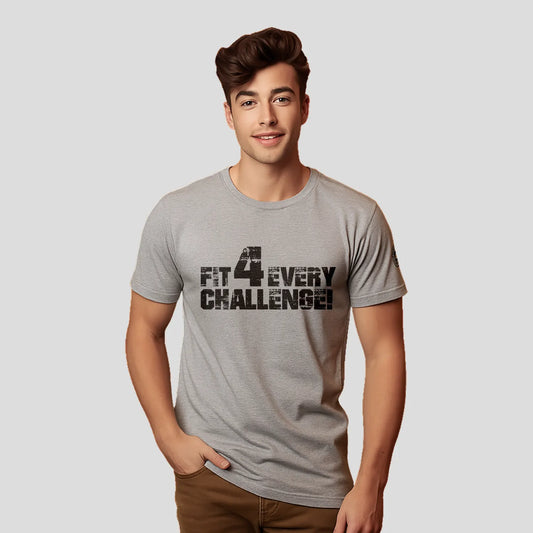 Bontact FIT 4 EVERY CHALLENGE Round-Neck Half Sleeve T-Shirt (Lt.Grey Mel)