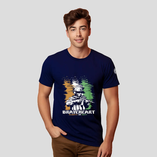 Bontact BRAVEHEART Round-Neck Half Sleeve T-Shirt (Navy)