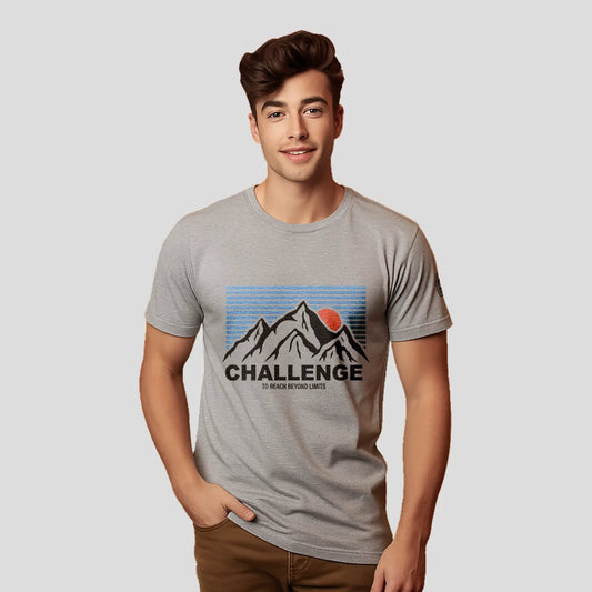 Bontact CHALLENGE Round-Neck Half Sleeve T-Shirt (Lt.Grey Mel)