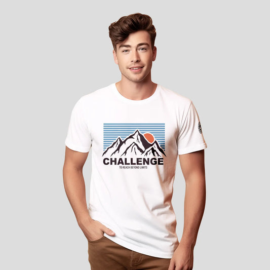 Bontact CHALLENGE Round-Neck Half Sleeve T-Shirt (White)