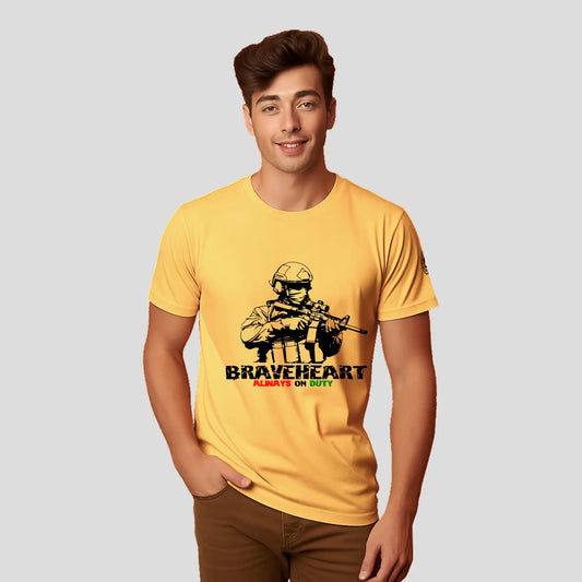 Bontact BRAVEHEART Round-Neck Half Sleeve T-Shirt (Banana Cream)