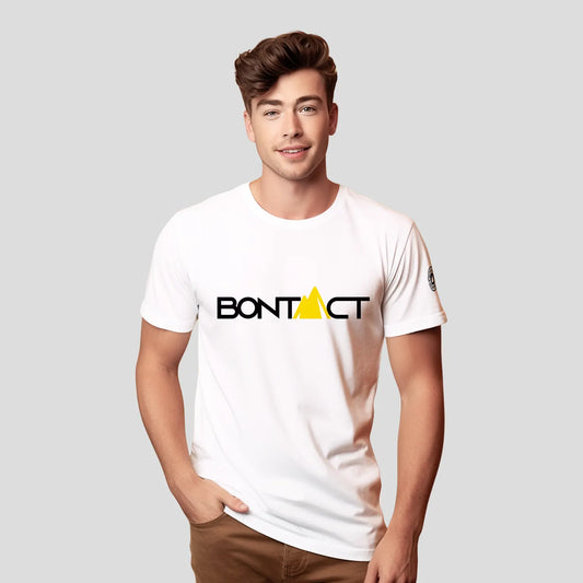 Bontact Men Round-Neck Half Sleeve T-Shirt (White)