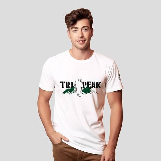 Bontact TRI PEAK Round-Neck Half Sleeve T-Shirt (White)