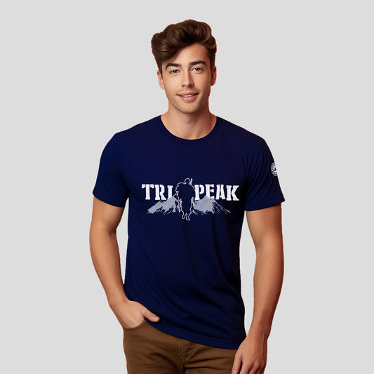 Bontact TRI PEAK Round-Neck Half Sleeve T-Shirt (Navy)