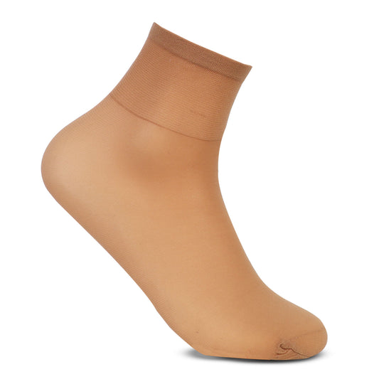Women's & Girls' Sheer Matte Ankle High Socks (Skin)