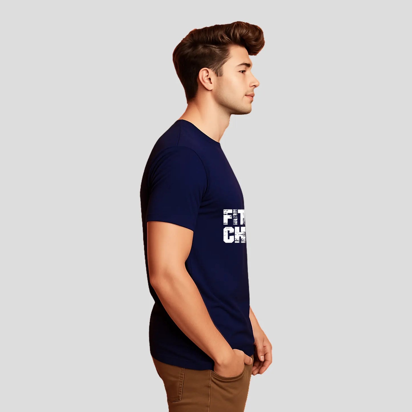 Bontact FIT 4 EVERY CHALLENGE Round-Neck Half Sleeve T-Shirt (Navy)