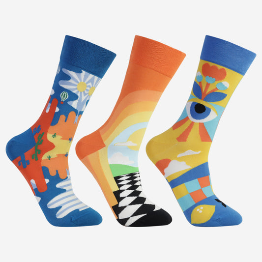 Psychedelic Dream Designer Socks for Men (Pack of 3)
