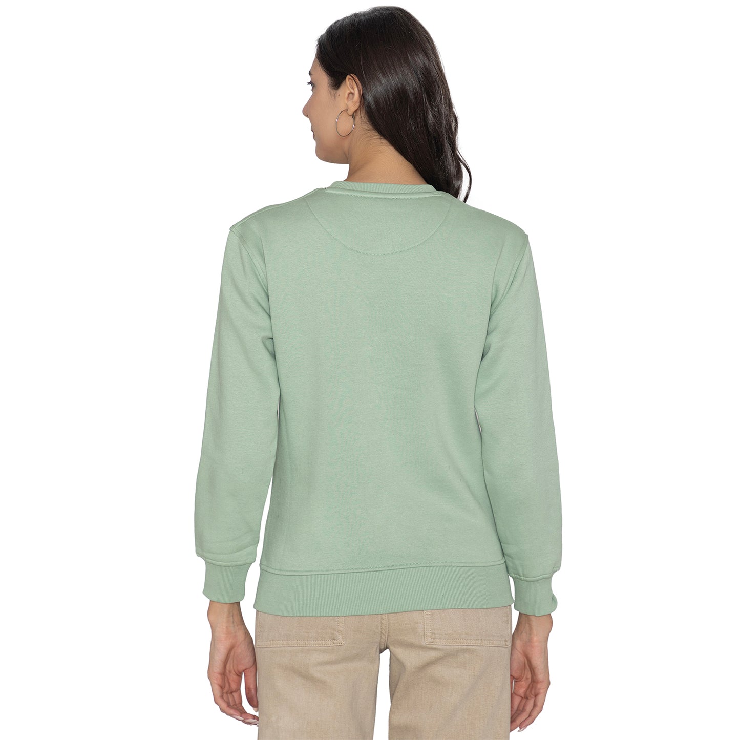 Women's Full Sleeve Round Neck Sweatshirt - Green