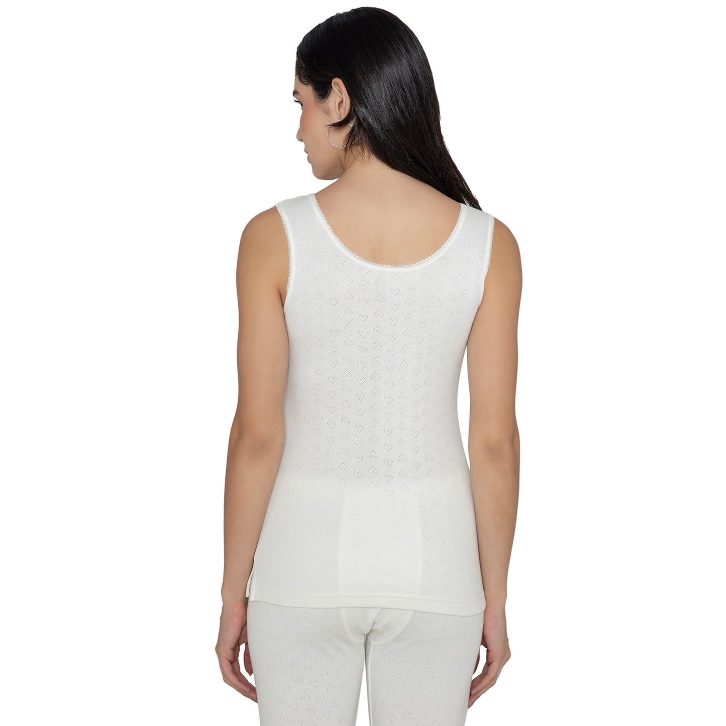 Vami Sleeve- less Thermal Top For Women in Off- White Color