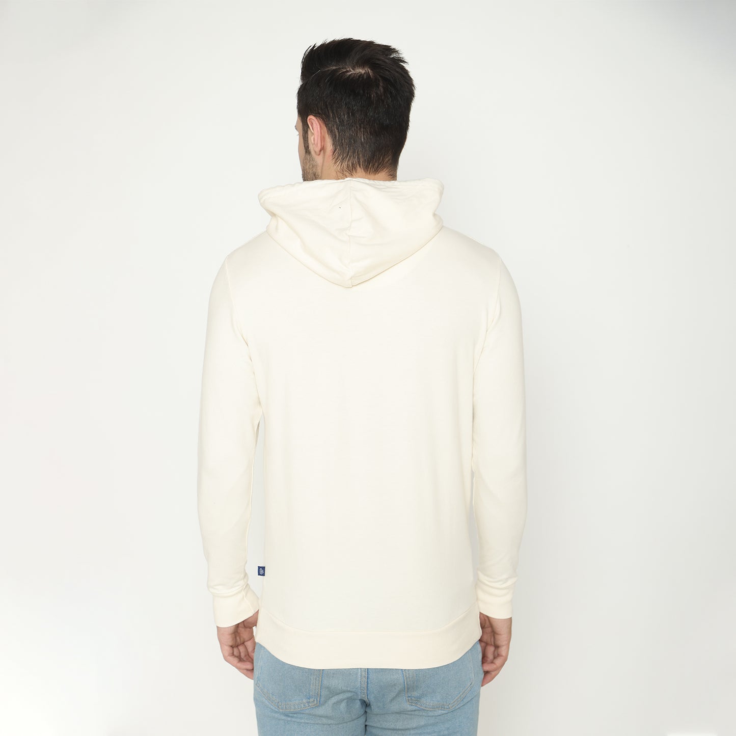 Men's Grey Striped Hoodie Sweatshirt - Off White