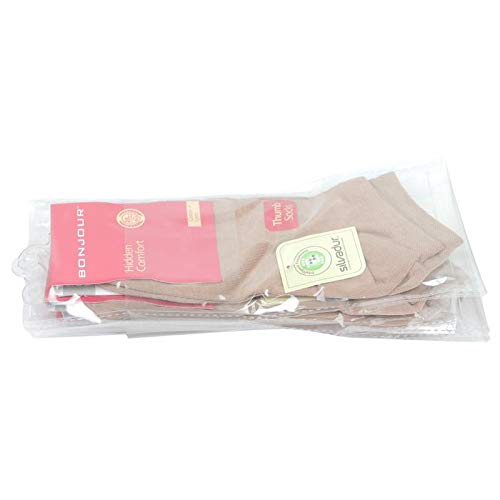 Women's Plain Cotton Secret Length Socks in Skin Color - Pack of 4