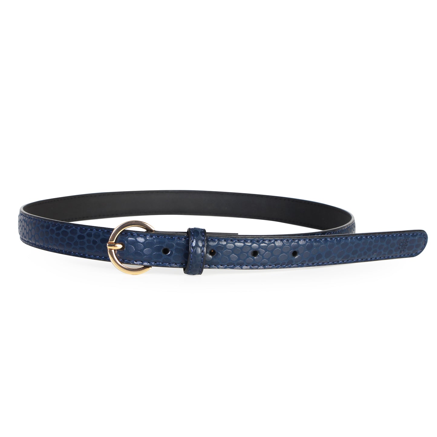 Women Slim Textured Belt - Navy