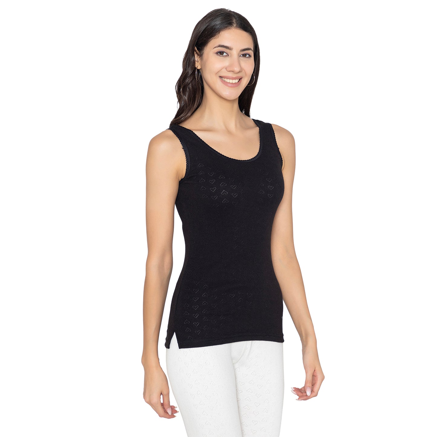 Women Premium Thermal Sleeveless Slips Top - Black