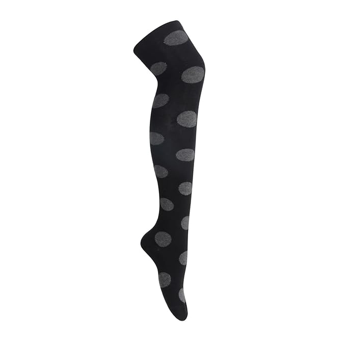 Women's Retro Polka Knee High Socks- Black