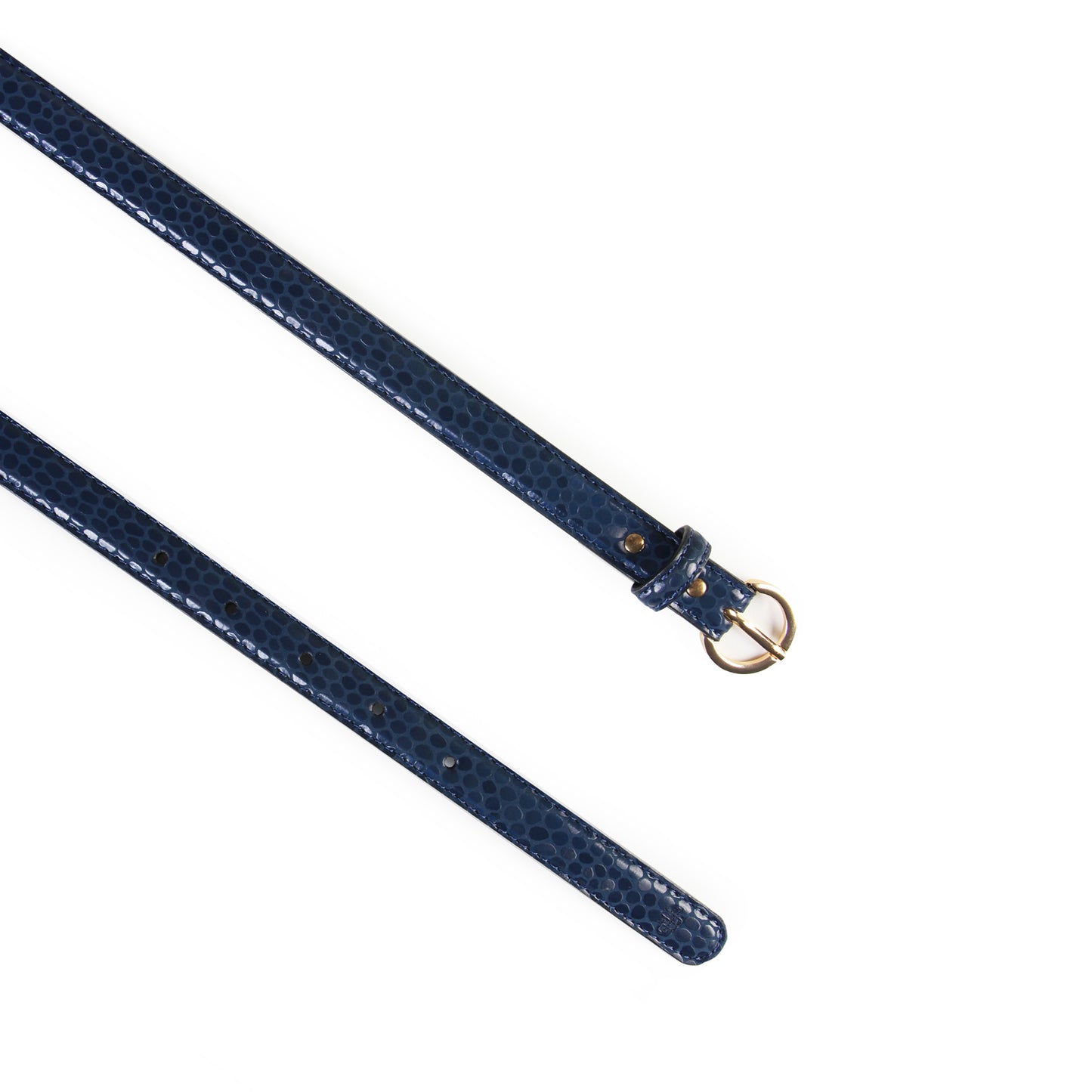 Women Slim Textured Belt - Navy