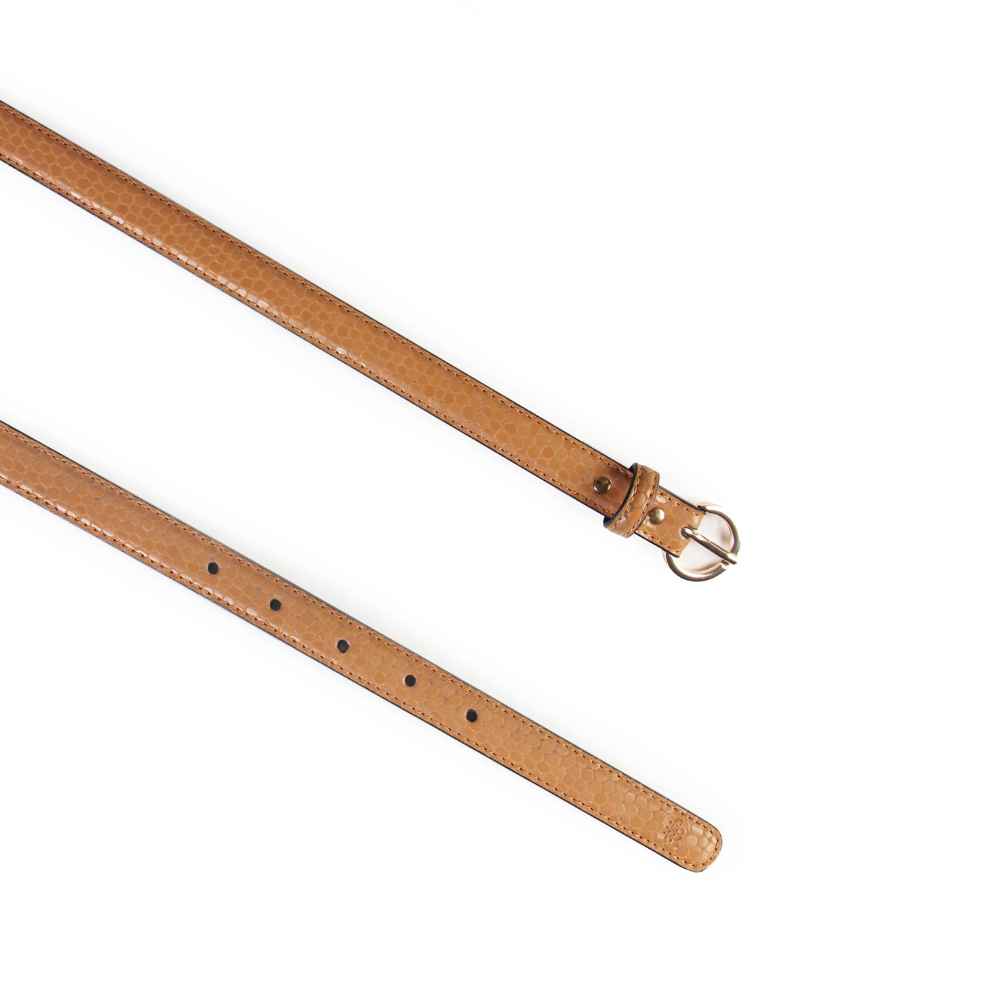 Women Slim Textured Belt - Tan