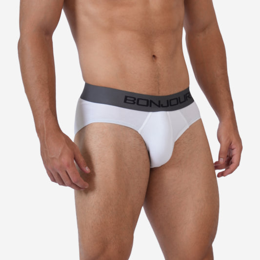 Men's White Cotton Comfort Briefs - Soft Breathable Everyday Innerwear (Pack of 1)