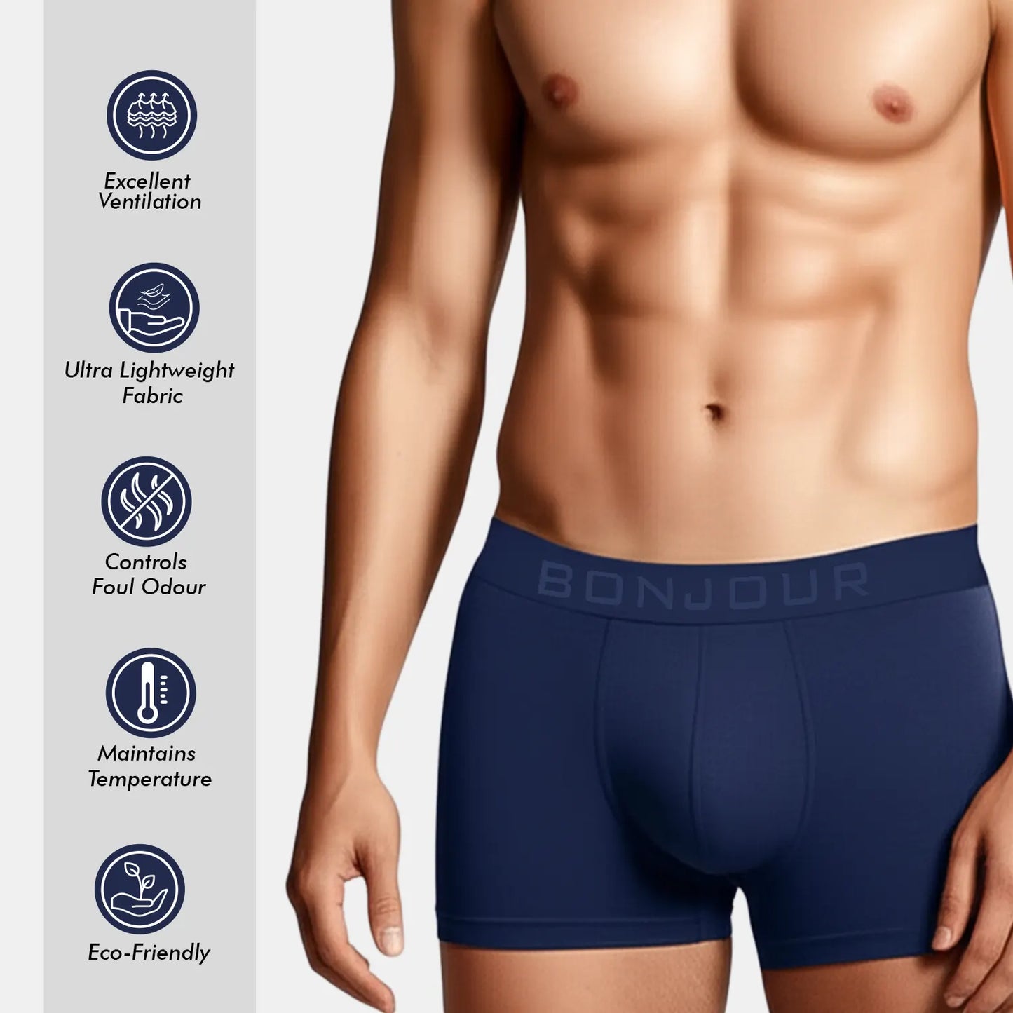 Men’s Bamboo Trunk Navy– Ultra Soft, Odour Free (Pack of 1)
