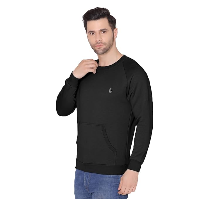 Bonjour Men's Round Neck Full Sleeves Regular Fit Solid Sweatshirt