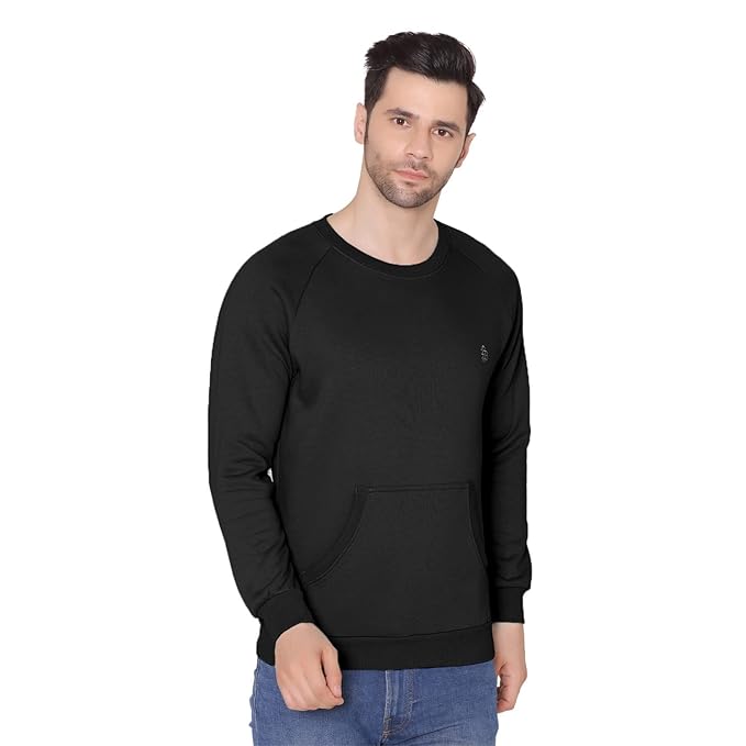 Bonjour Men's Round Neck Full Sleeves Regular Fit Solid Sweatshirt
