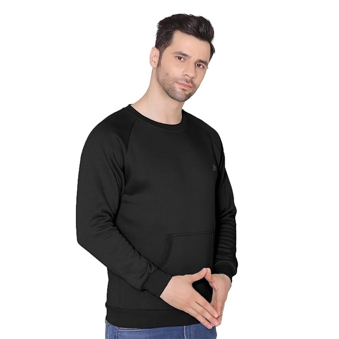 Bonjour Men's Round Neck Full Sleeves Regular Fit Solid Sweatshirt