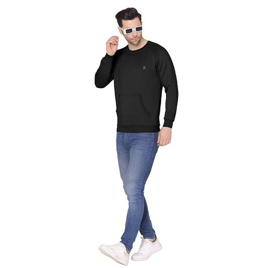 Bonjour Men's Round Neck Full Sleeves Regular Fit Solid Sweatshirt