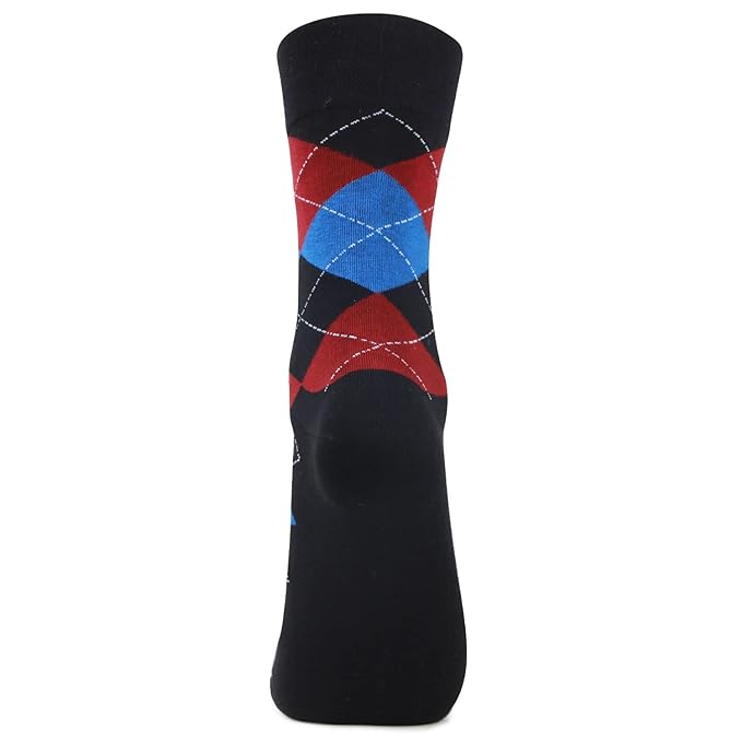 Men's Cotton Argyle Designer Signature Socks - Black