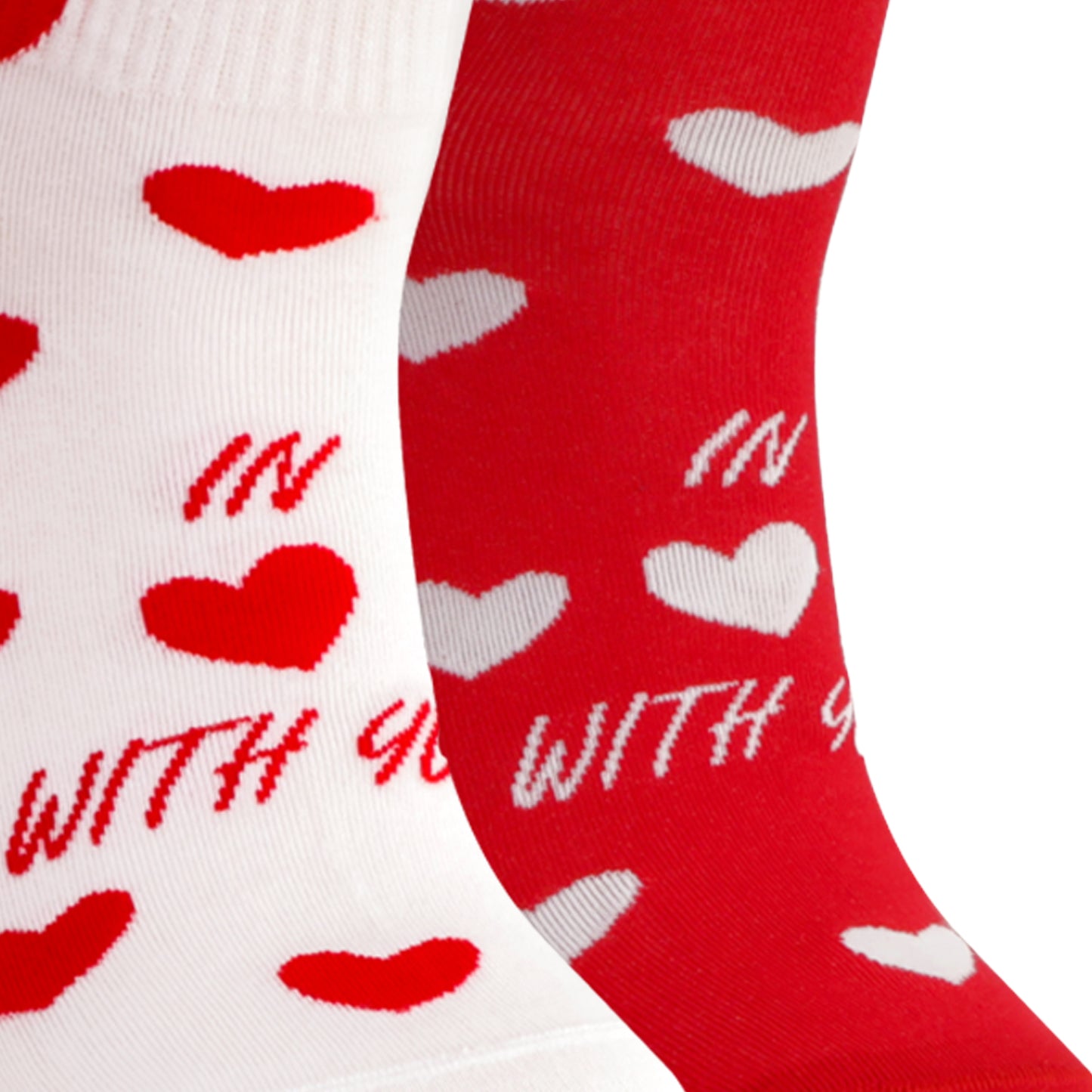 Valentine Couple Crew Length Socks White & Red