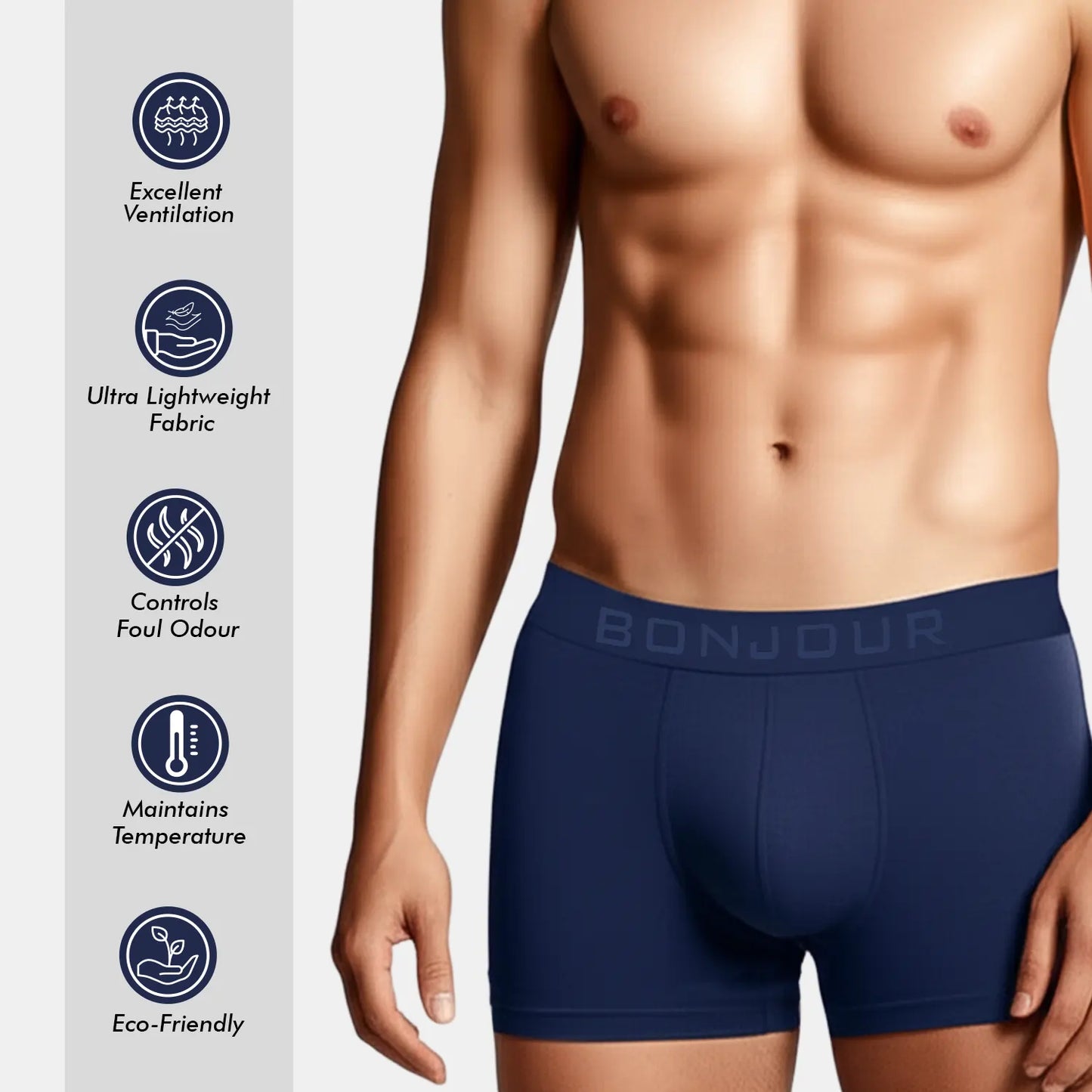 Men’s Bamboo Trunk Navy– Ultra Soft, Odour Free (Pack of 1)