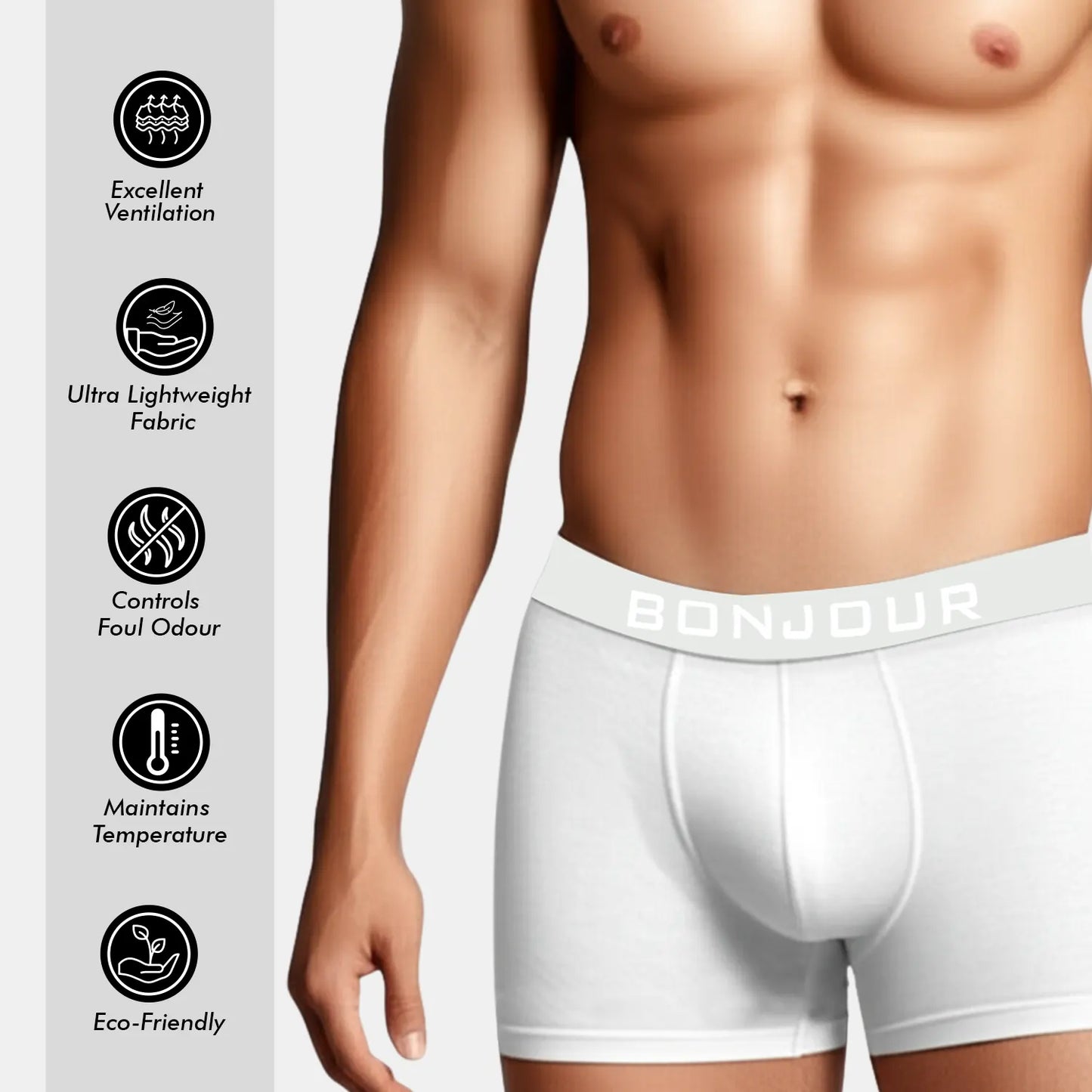 Men’s Bamboo Trunk white – Ultra Soft, Odour Free (Pack of 1)