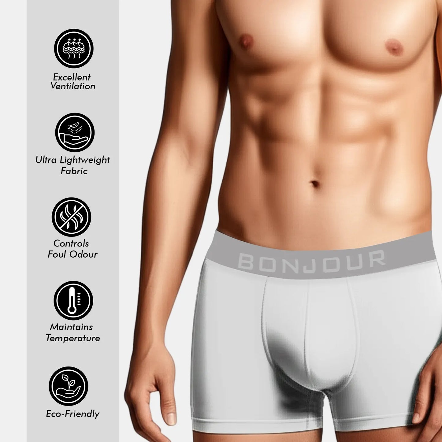 Men’s Bamboo Trunk Grey mist– Ultra Soft, Odour Free (Pack of 1)