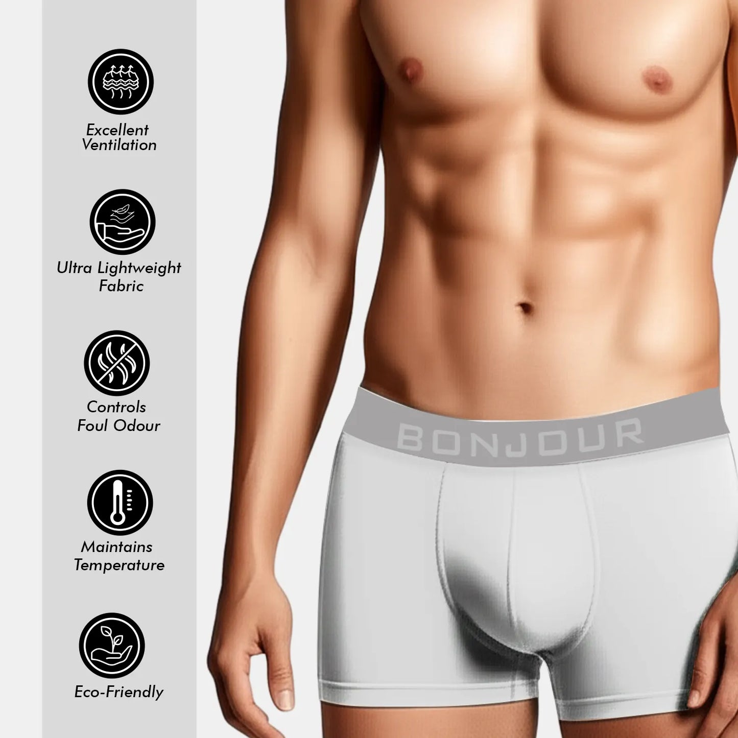 Men’s Bamboo Trunk Grey mist– Ultra Soft, Odour Free (Pack of 1)