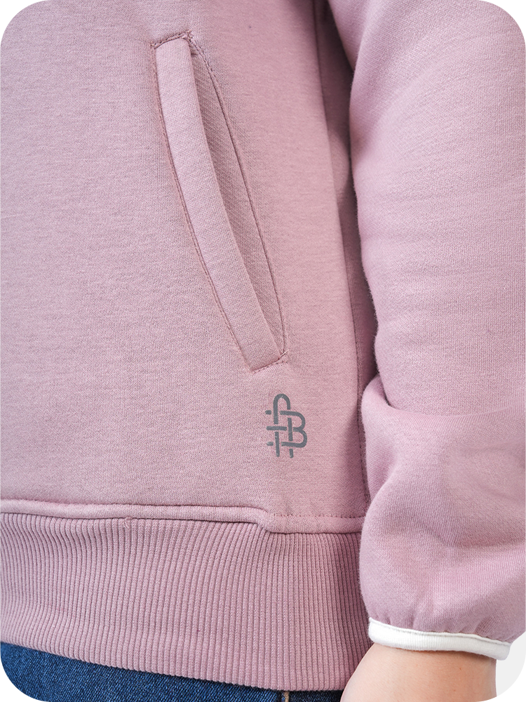 Women’s Half Zip Sweatshirt for Winter - (Mauve)