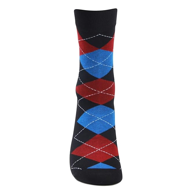 Men's Cotton Argyle Designer Signature Socks - Black