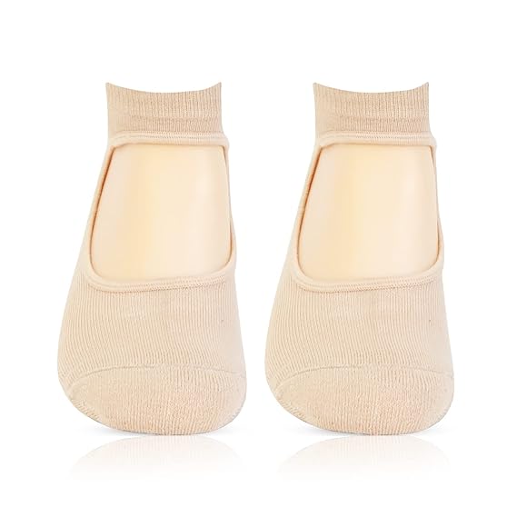 Girls Anti-Skid (Gripper) Yoga Socks In Skin Color - Pack Of 2