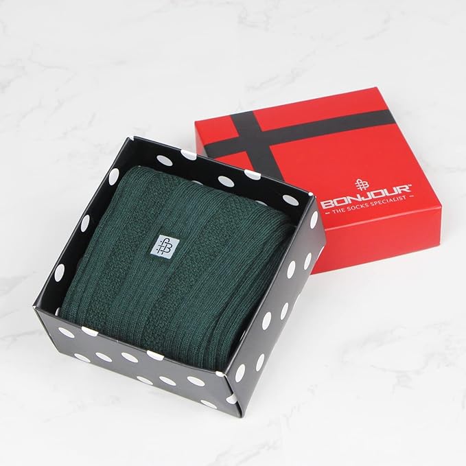 Men's Cosmic Ribbed Formal Socks - Bottle Green