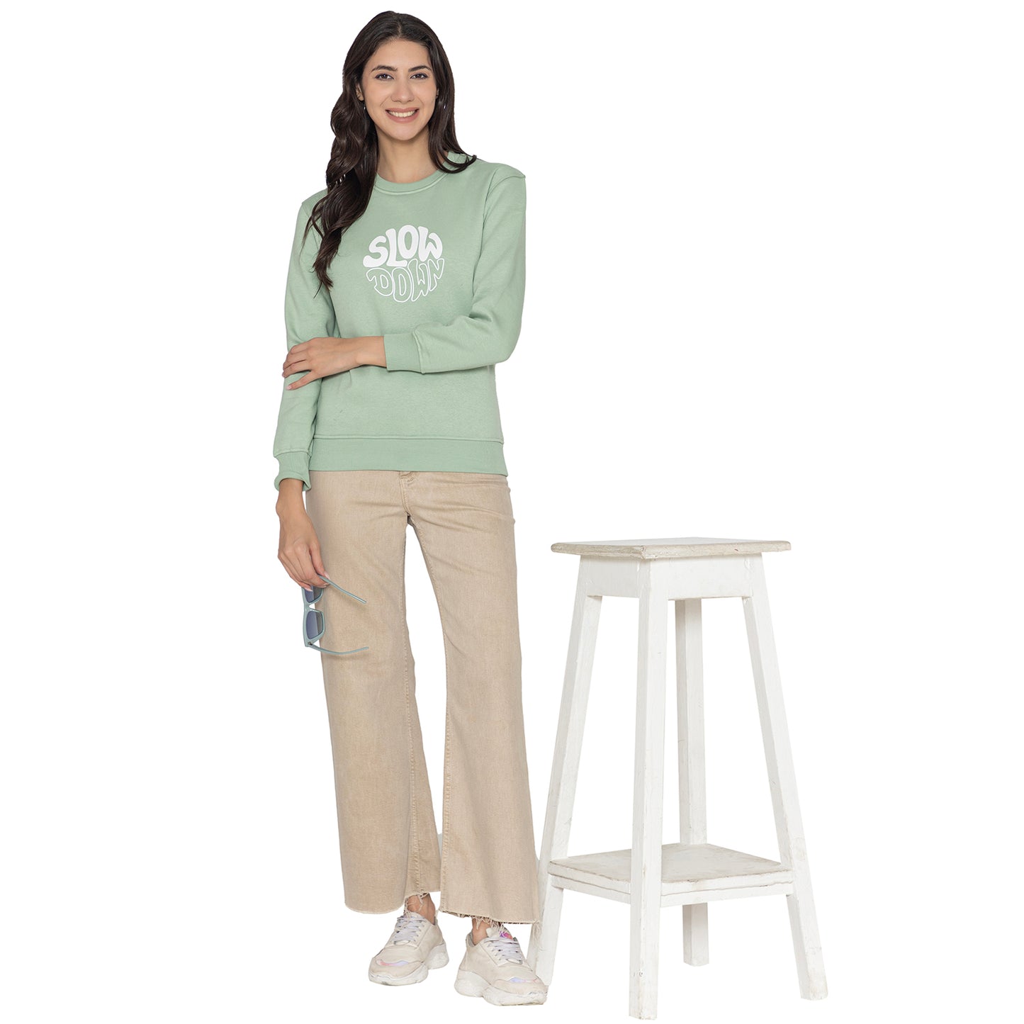 Women's Full Sleeve Round Neck Sweatshirt - Green